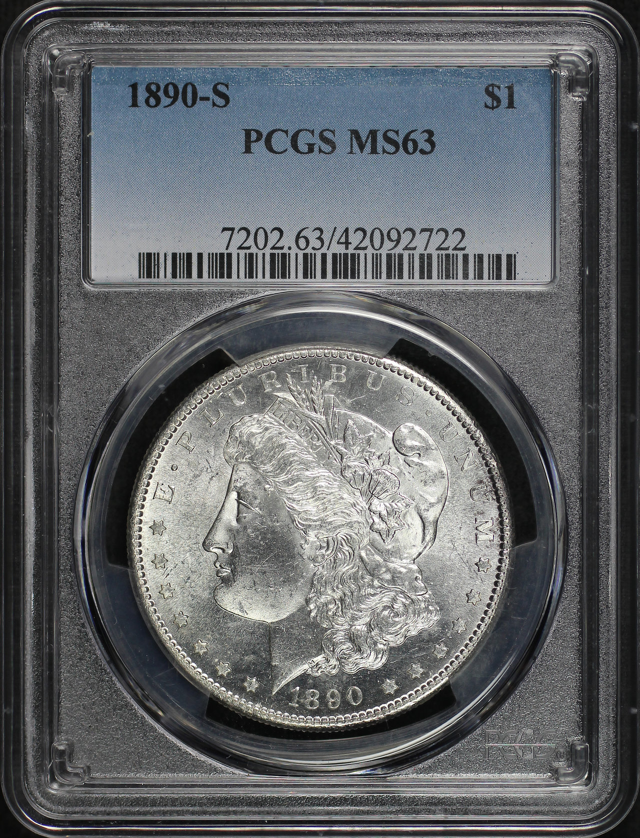 Obverse of this 1890-S Morgan Dollar PCGS MS-63