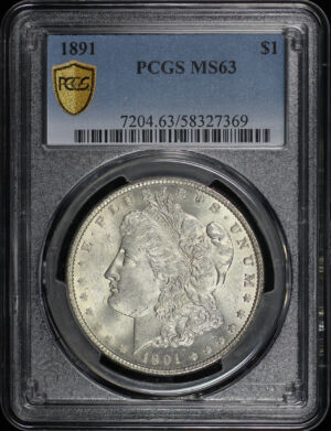 Obverse of this 1891 Morgan Dollar PCGS MS-63