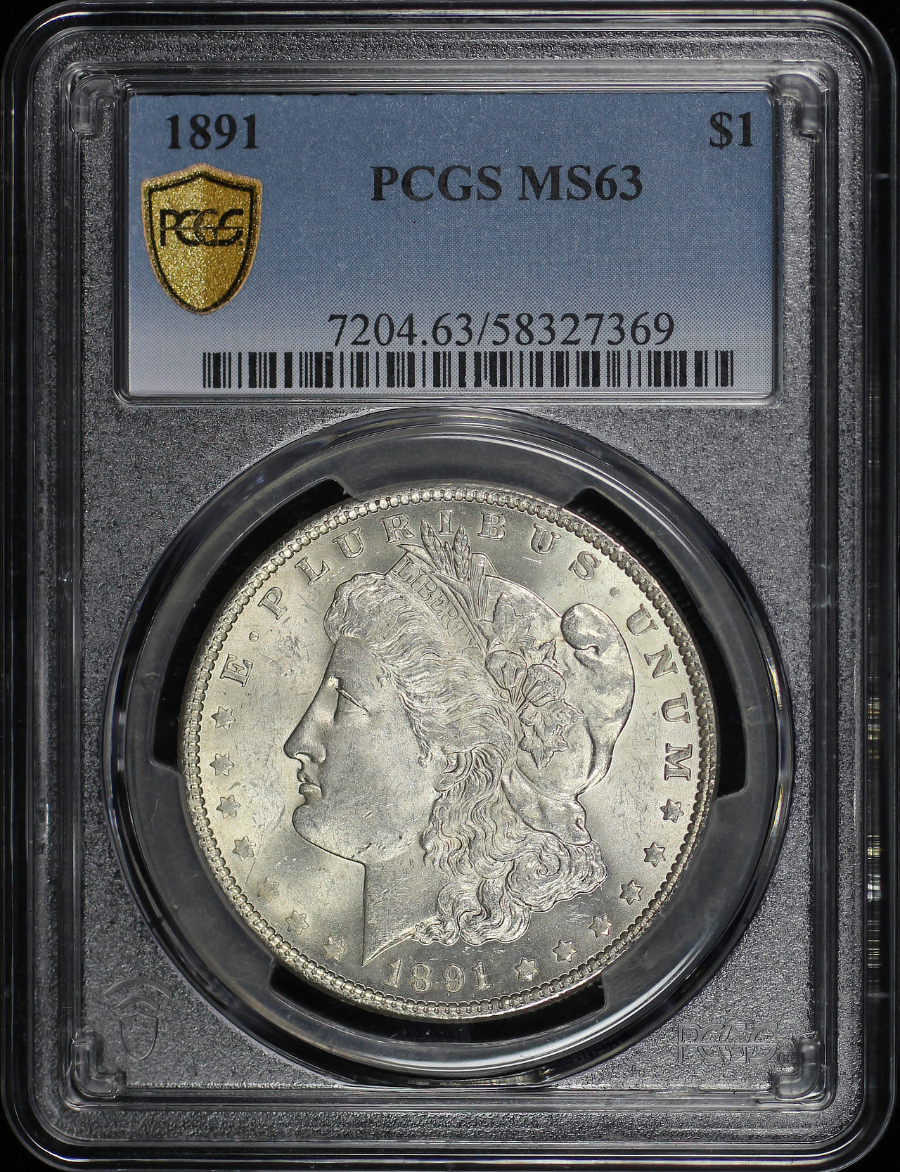 Obverse of this 1891 Morgan Dollar PCGS MS-63