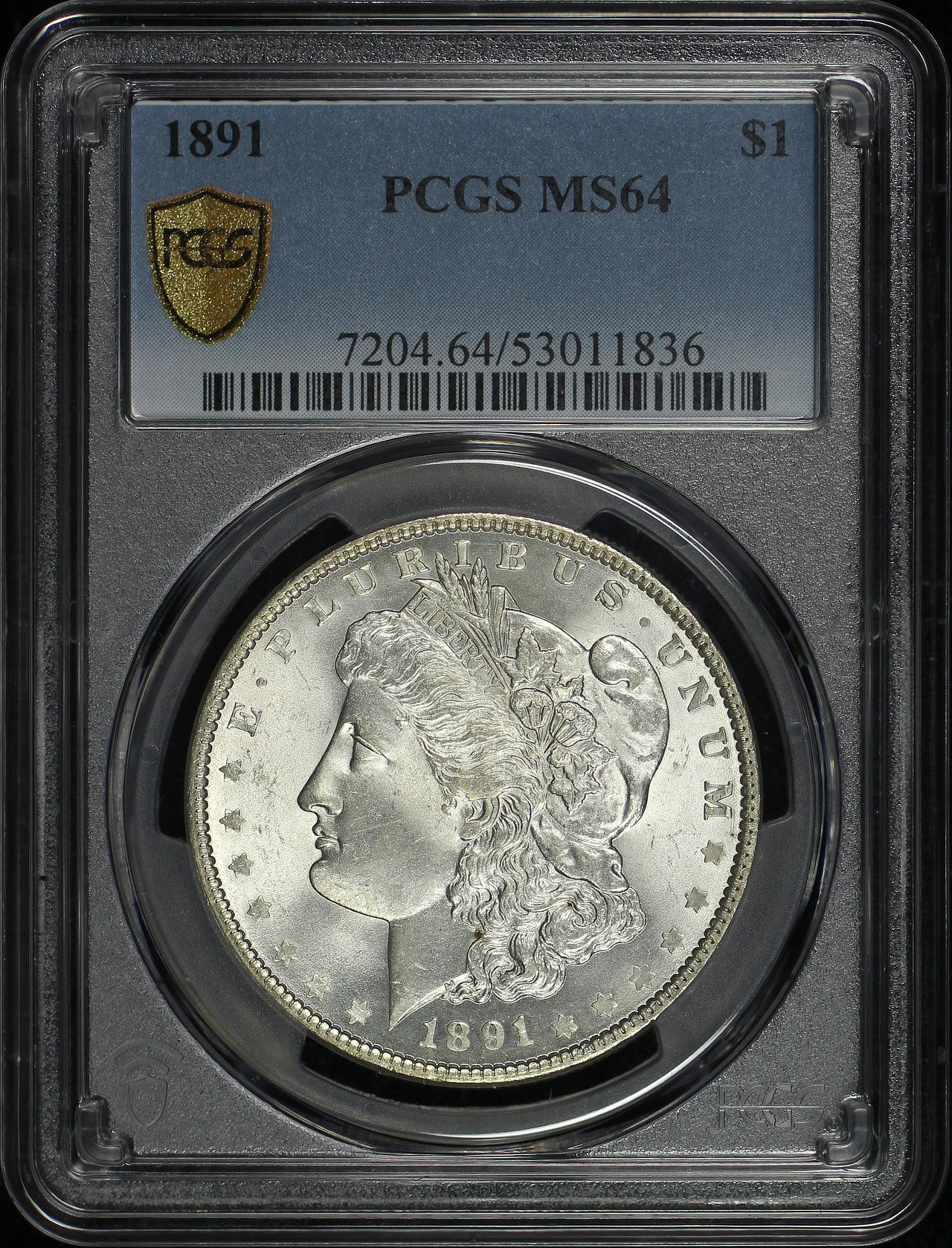 Obverse of this 1891 Morgan Dollar PCGS MS-64