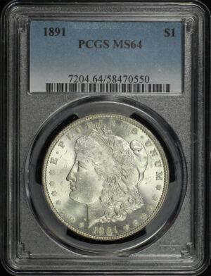 Obverse of this 1891 Morgan Dollar PCGS MS-64