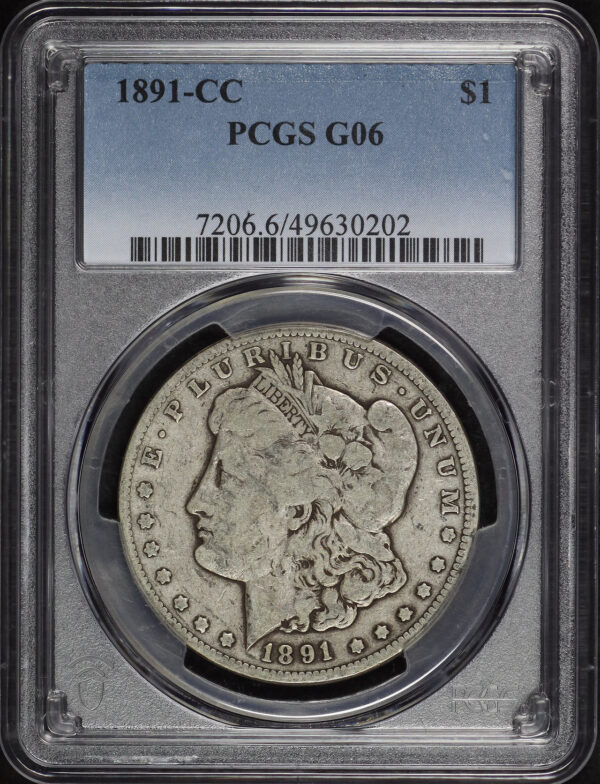 Obverse of this 1891-CC Morgan Dollar PCGS G-06