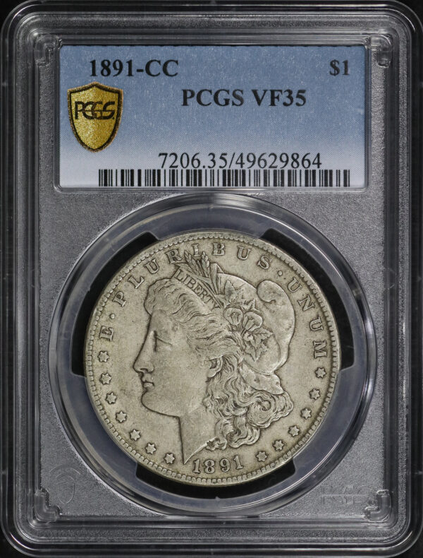 Obverse of this 1891-CC Morgan Dollar PCGS VF-35