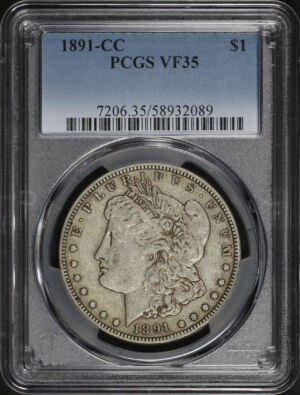 Obverse of this 1891-CC Morgan Dollar PCGS VF-35