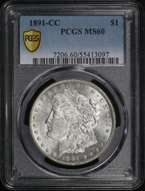 Obverse of this 1891-CC Morgan Dollar PCGS MS-60