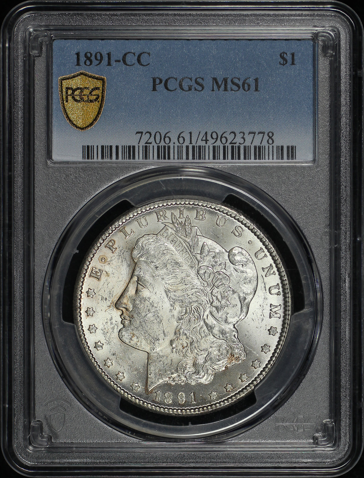 Obverse of this 1891-CC Morgan Dollar PCGS MS-61