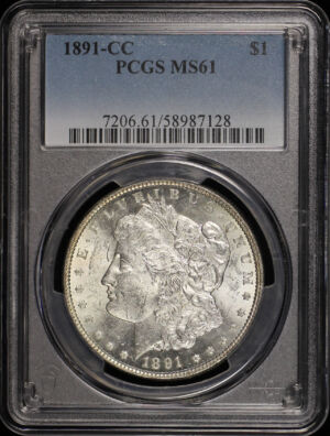 Obverse of this 1891-CC Morgan Dollar PCGS MS-61