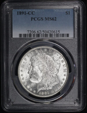 Obverse of this 1891-CC Morgan Dollar PCGS MS-62