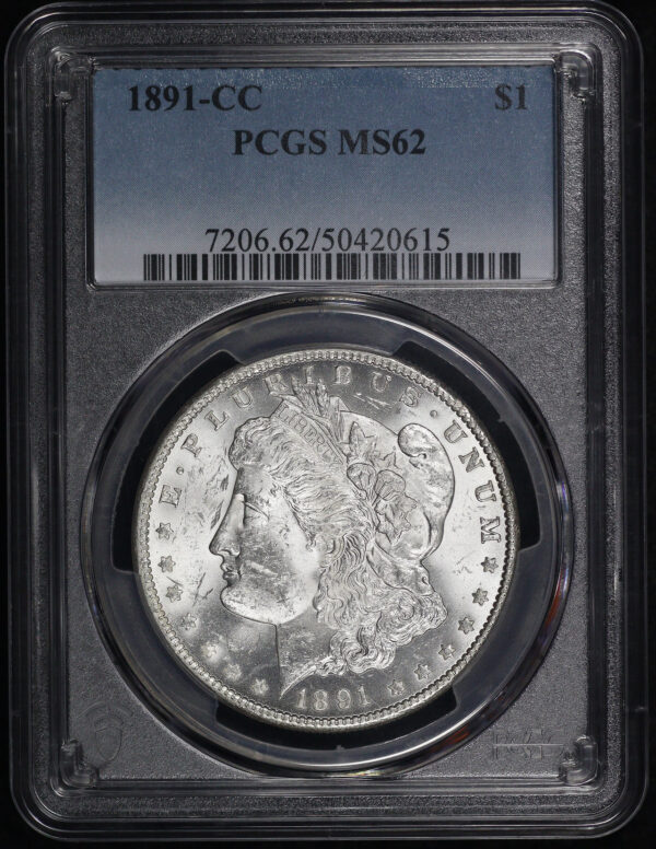 Obverse of this 1891-CC Morgan Dollar PCGS MS-62
