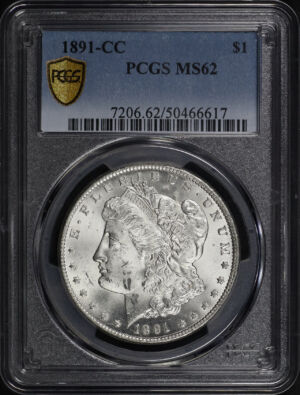 Obverse of this 1891-CC Morgan Dollar PCGS MS-62
