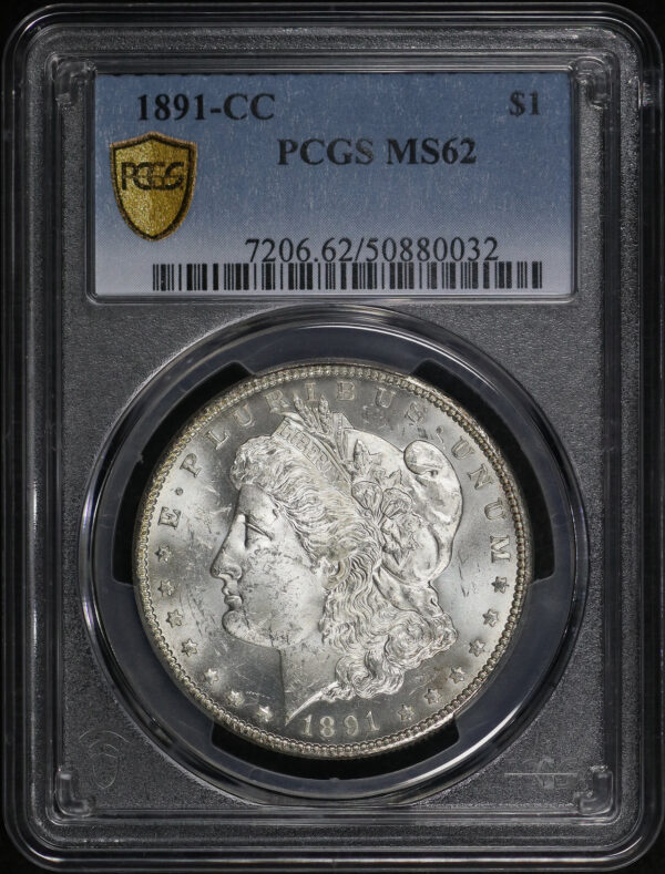 Obverse of this 1891-CC Morgan Dollar PCGS MS-62