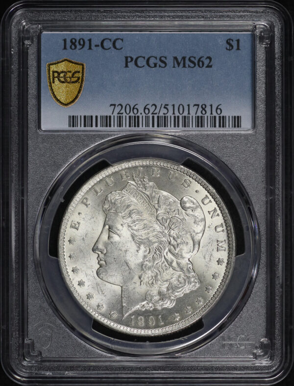 Obverse of this 1891-CC Morgan Dollar PCGS MS-62