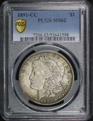 Obverse of this 1891-CC Morgan Dollar PCGS MS-62