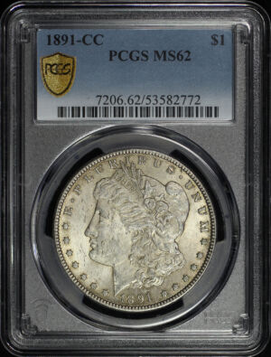 Obverse of this 1891-CC Morgan Dollar PCGS MS-62