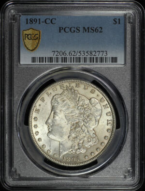 Obverse of this 1891-CC Morgan Dollar PCGS MS-62