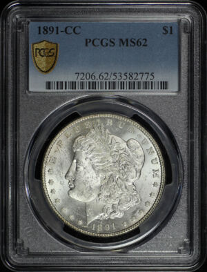 Obverse of this 1891-CC Morgan Dollar PCGS MS-62