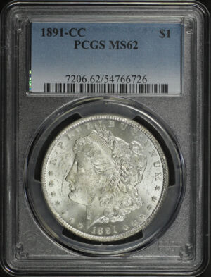 Obverse of this 1891-CC Morgan Dollar PCGS MS-62