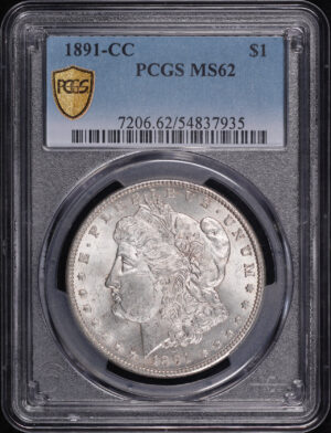 Obverse of this 1891-CC Morgan Dollar PCGS MS-62