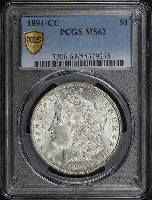 Obverse of this 1891-CC Morgan Dollar PCGS MS-62