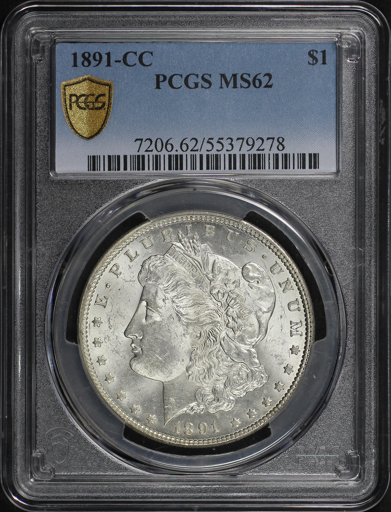 Obverse of this 1891-CC Morgan Dollar PCGS MS-62