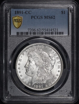 Obverse of this 1891-CC Morgan Dollar PCGS MS-62