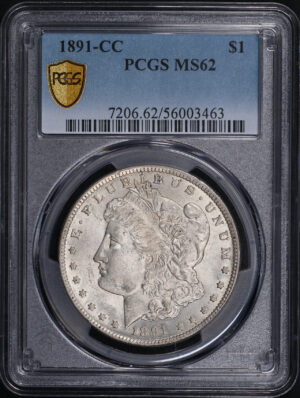 Obverse of this 1891-CC Morgan Dollar PCGS MS-62
