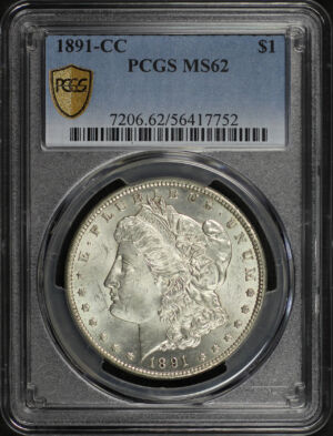 Obverse of this 1891-CC Morgan Dollar PCGS MS-62