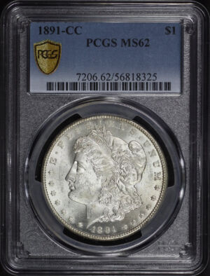 Obverse of this 1891-CC Morgan Dollar PCGS MS-62