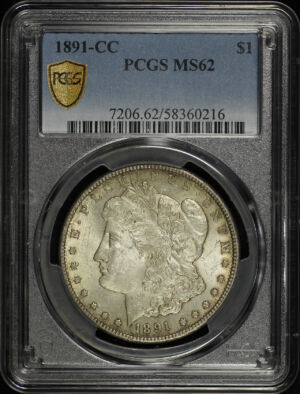 Obverse of this 1891-CC Morgan Dollar PCGS MS-62