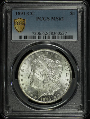 Obverse of this 1891-CC Morgan Dollar PCGS MS-62