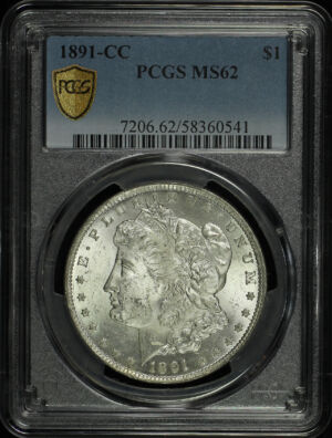 Obverse of this 1891-CC Morgan Dollar PCGS MS-62