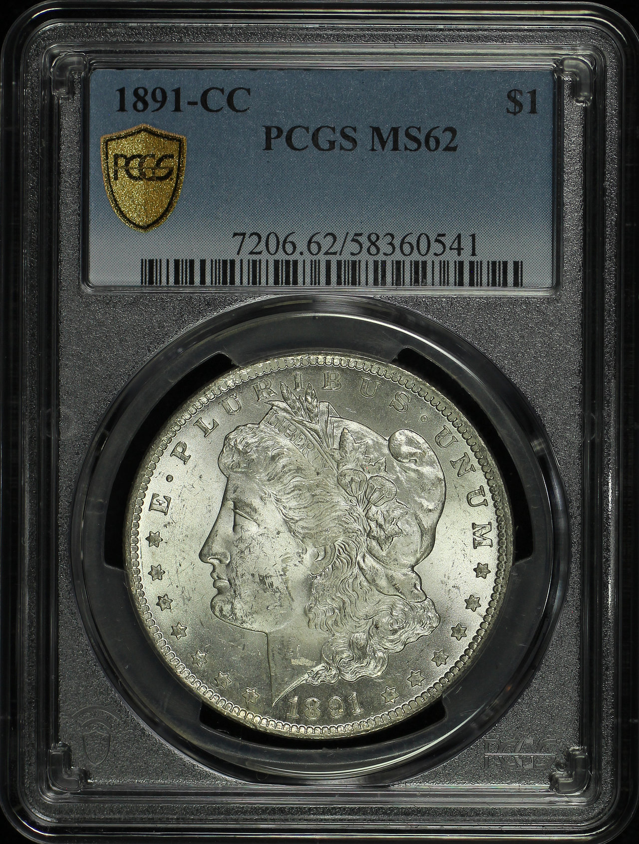 Obverse of this 1891-CC Morgan Dollar PCGS MS-62