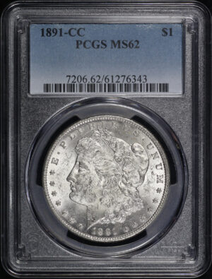 Obverse of this 1891-CC Morgan Dollar PCGS MS-62