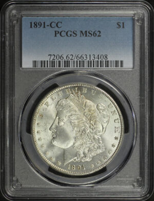 Obverse of this 1891-CC Morgan Dollar PCGS MS-62