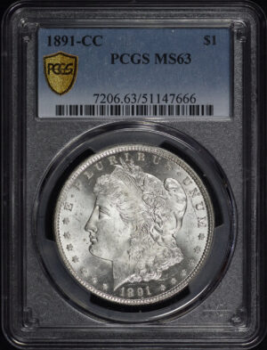 Obverse of this 1891-CC Morgan Dollar PCGS MS-63