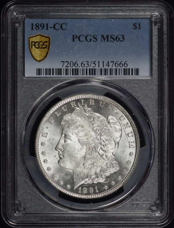 Obverse of this 1891-CC Morgan Dollar PCGS MS-63