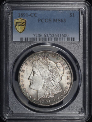 Obverse of this 1891-CC Morgan Dollar PCGS MS-63