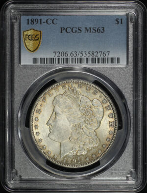 Obverse of this 1891-CC Morgan Dollar PCGS MS-63