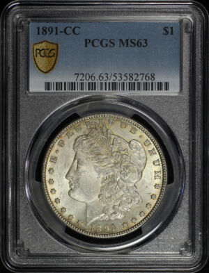 Obverse of this 1891-CC Morgan Dollar PCGS MS-63