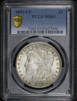 Obverse of this 1891-CC Morgan Dollar PCGS MS-63