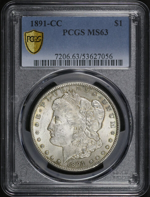 Obverse of this 1891-CC Morgan Dollar PCGS MS-63