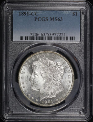 Obverse of this 1891-CC Morgan Dollar PCGS MS-63