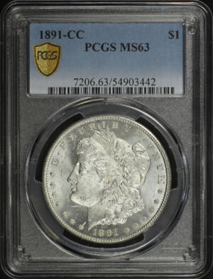 Obverse of this 1891-CC Morgan Dollar PCGS MS-63