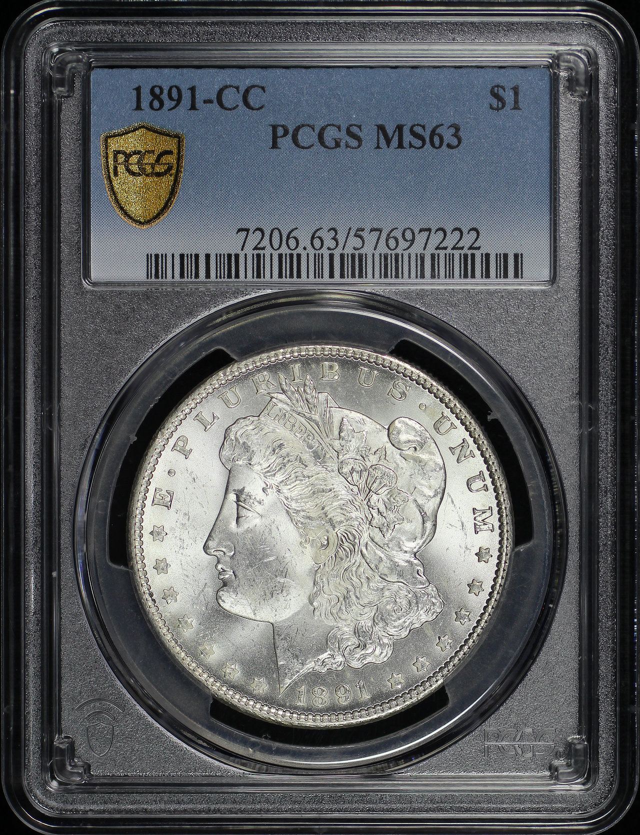 Obverse of this 1891-CC Morgan Dollar PCGS MS-63