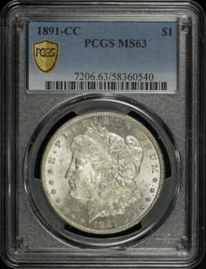 Obverse of this 1891-CC Morgan Dollar PCGS MS-63