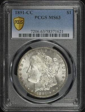 Obverse of this 1891-CC Morgan Dollar PCGS MS-63