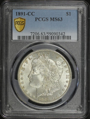 Obverse of this 1891-CC Morgan Dollar PCGS MS-63