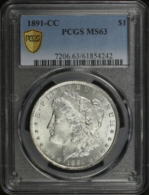 Obverse of this 1891-CC Morgan Dollar PCGS MS-63