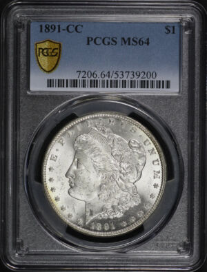 Obverse of this 1891-CC Morgan Dollar PCGS MS-64