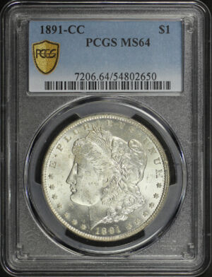 Obverse of this 1891-CC Morgan Dollar PCGS MS-64